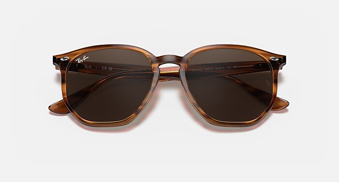 RB4306 Sunglasses in Striped Red Havana and Dark Brown (54-19