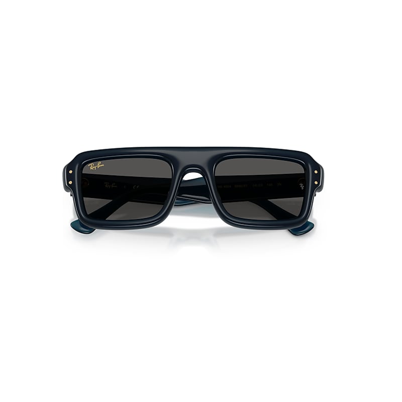 Ray-Ban Flacko Puffer Sunglasses Transparent Dark Blue Frame Black Lenses 52-23