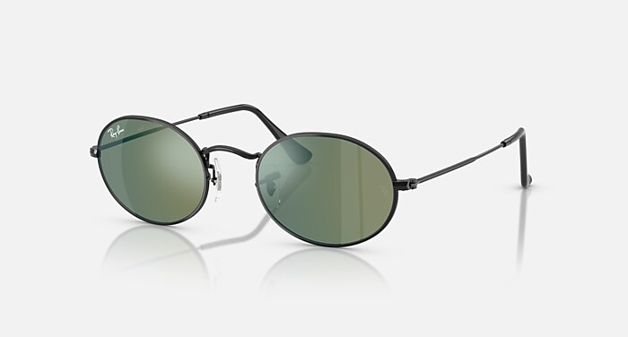 OVAL FLAT LENSES Sunglasses in Black and Blue (51-21) - RB3547N