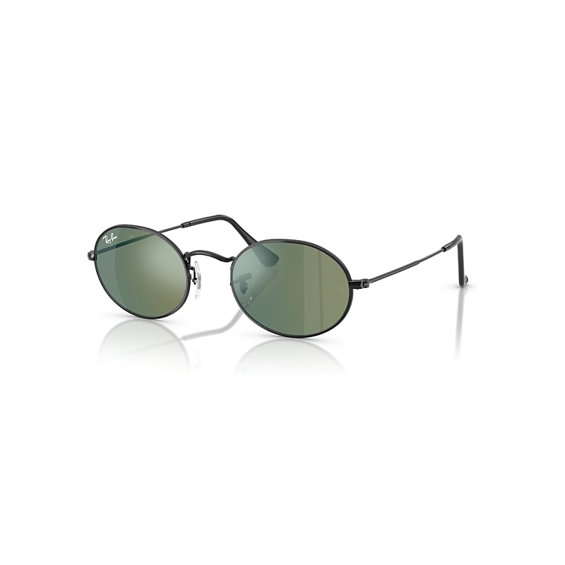 Ray-Ban Unisex Sunglass Oval Flat Lenses - Frame color: Black, Lens color: Blue - Image 5