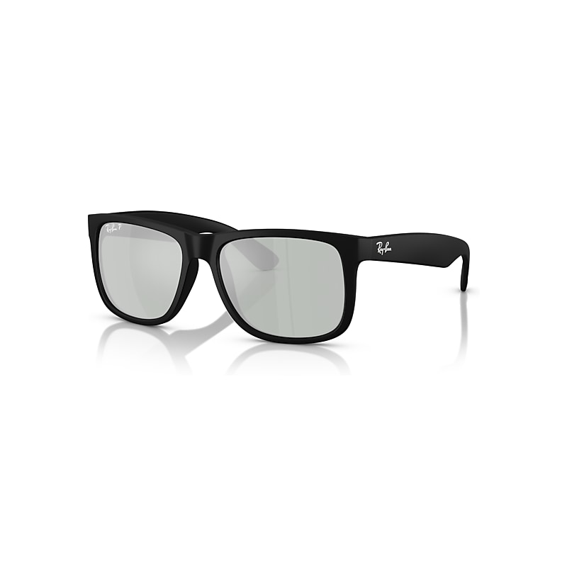 Ray-Ban Sunglasses Men's Justin Classic - Rubber Black Frame Silver Lenses Polarized 51-16, RB4165