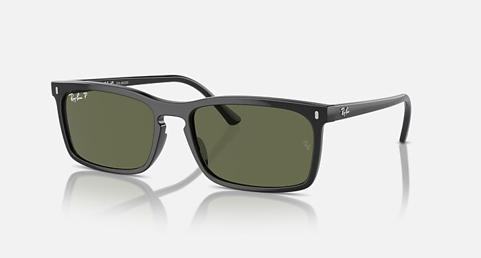 RB4435 Polarized Sunglasses in Black and Green Polarized (56-18