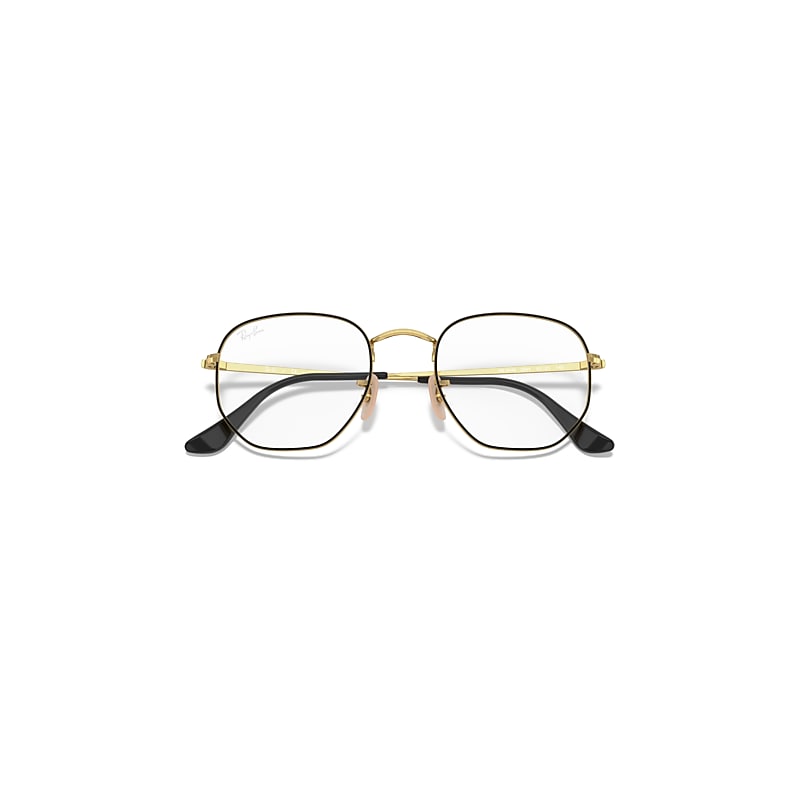 HEXAGONAL OPTICS Eyeglasses with Black On Gold Frame - RB6448