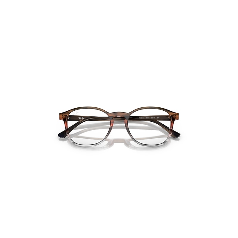 Ray-Ban Rb5417 Optics Optical Striped Brown & Red Frame Clear Lenses Polarized 50-19