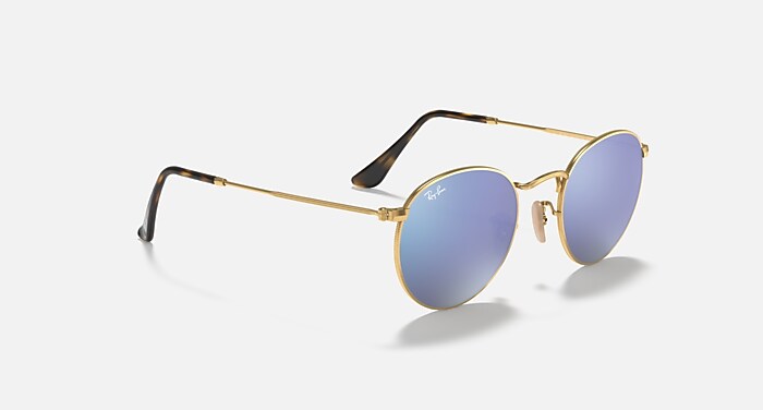 ROUND FLAT LENSES Sunglasses in Arista Gold and Blue Gradient (50