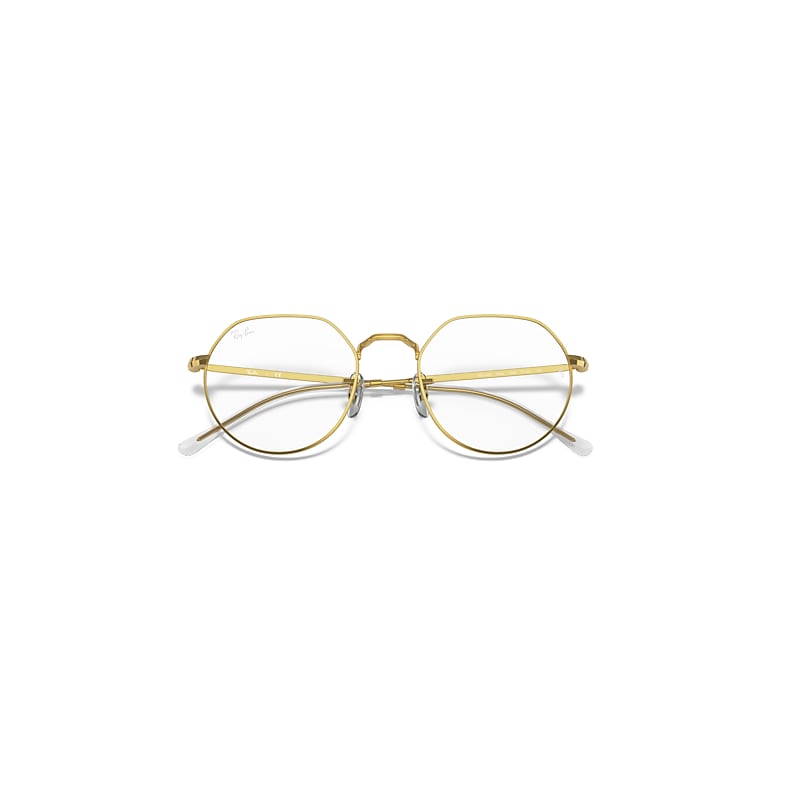 Ray-Ban Jack Optics Eyeglasses Shiny Gold Frame Clear Lenses 49-20
