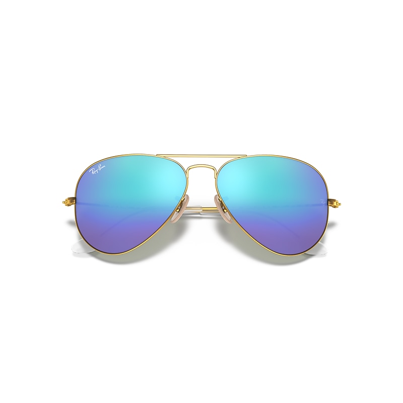 AVIATOR FLASH LENSES Sunglasses in Gold and Blue Flash (58-14