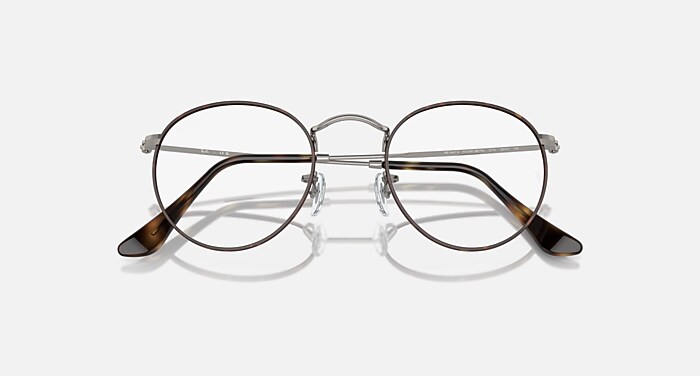 ROUND METAL OPTICS Eyeglasses with Havana On Gunmetal and Clear