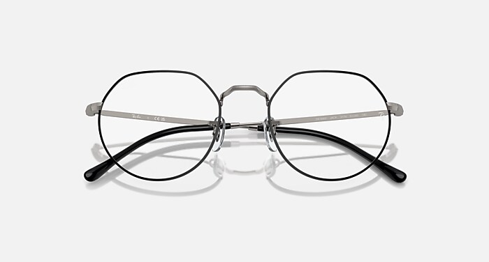 JACK OPTICS メガネ ガンメタル上にブラック と クリア (49-20