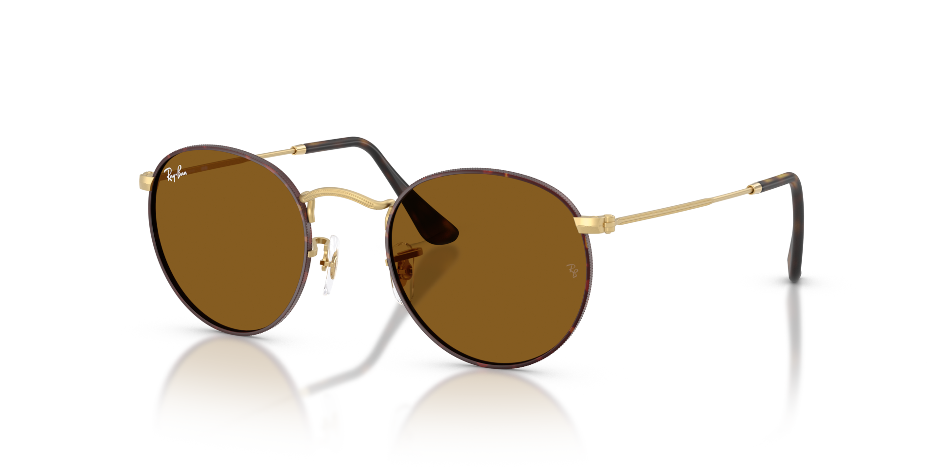 ROUND METAL Sunglasses in Matte Havana On Matte Arista Gold and