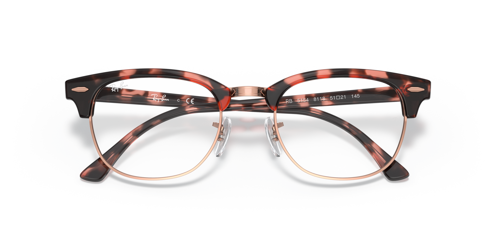 Ray-Ban Clubmaster Optics Eyeglasses Havana Frame Clear Lenses 49-21 147$