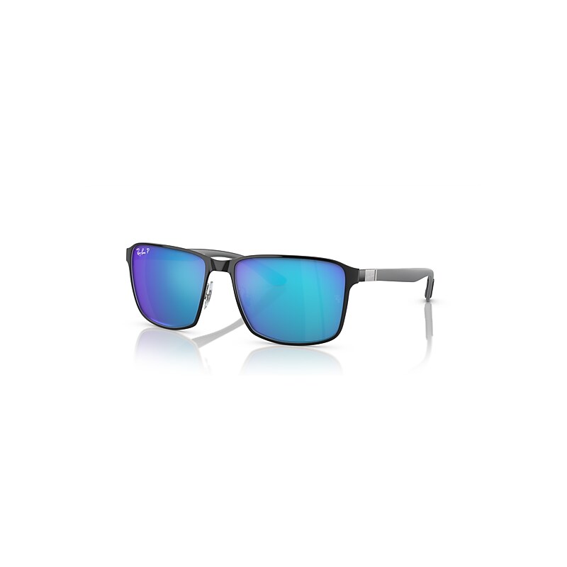 Ray-Ban RB3721CH, Black On Silver Polarized Sunglasses Blue Polarised+ lenses, Mojo Glasses - Image 3