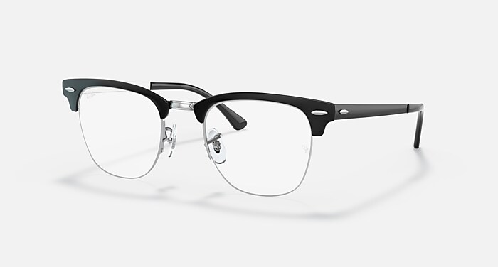 CLUBMASTER METAL OPTICS Eyeglasses with Black On Silver and Clear
