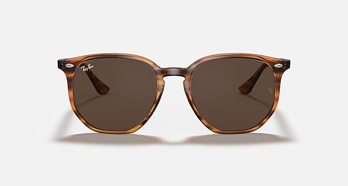 RB4306 Sunglasses in Striped Red Havana and Dark Brown (54-19