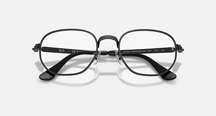 HEXAGONAL MAX OPTICS Eyeglasses with Black and Bio Demo Lens (54