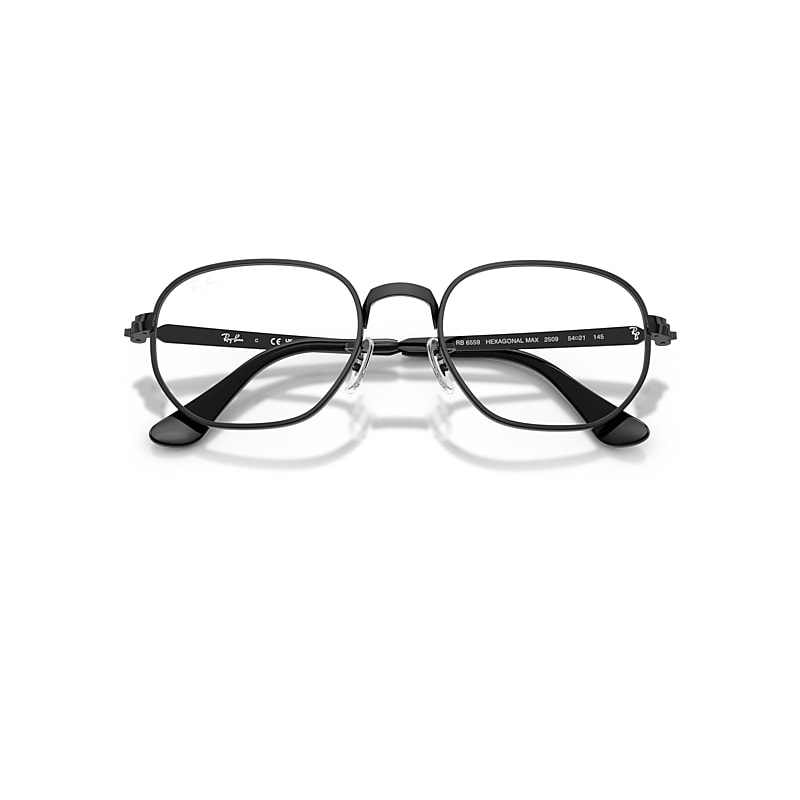 Ray-Ban Hexagonal Max Optics Optical Black Frame Transparent Lenses Polarized 52-21