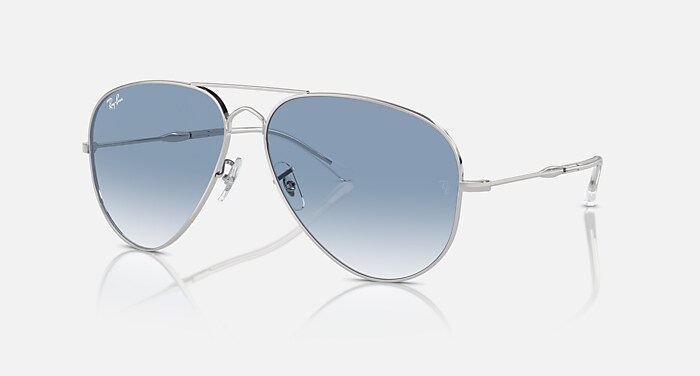 OLD AVIATOR Sunglasses in Silver and Clear & Blue (62-14) - RB3825