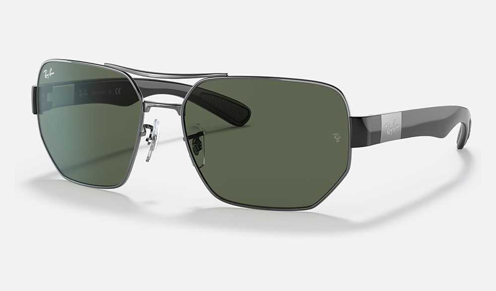 RB3672 Sunglasses in Gunmetal and Green Classic (60-17) - RB3672