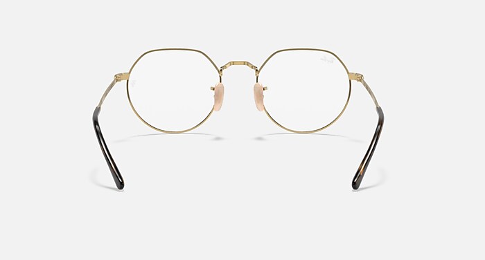 レイバン☆Ray-Ban メガネ ゴールドフレーム ブラックテンプル 度付き JACK OPTICS ポラライズド（偏光） メガネ ゴールド上にハバナ と