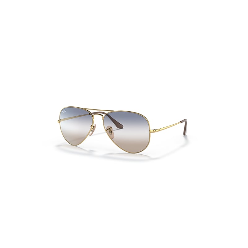 Ray-Ban Rb3689 Bi-gradient Sunglasses Arista Gold Frame Blue Lenses 55-14