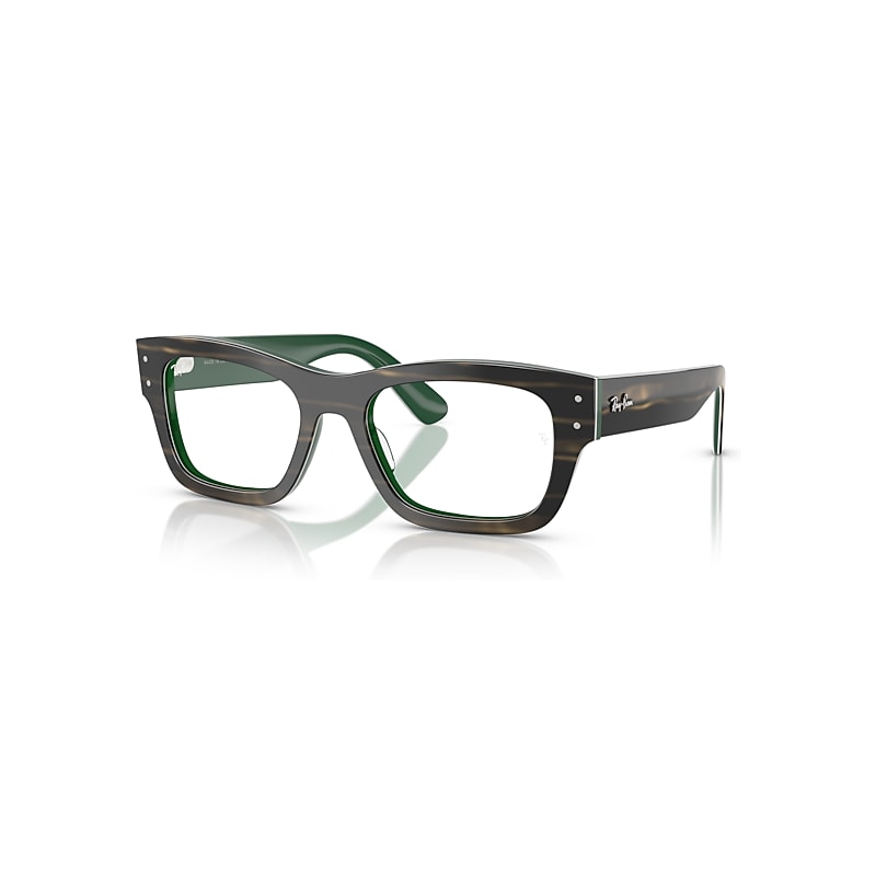 Ray-Ban Eyeglasses Unisex Joseph Optics - Striped Green On Green Frame Clear Lenses Polarized 55-20