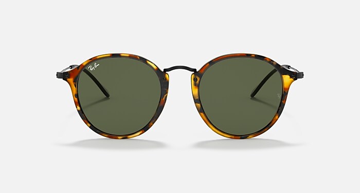 ROUND FLECK Sunglasses in Black Havana and G-15 Green (49-21