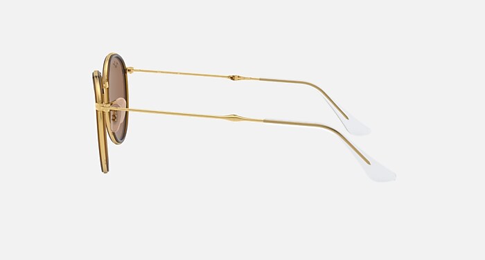 ROUND FOLDING Sunglasses in Arista Gold and Copper Flash (48-22