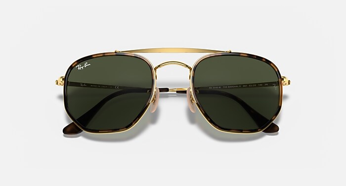 美品✨Ray-Ban THE MARSHAL II RB3648M サングラス MARSHAL II サングラス アリスタゴールド と G-15 グリーン (52-23