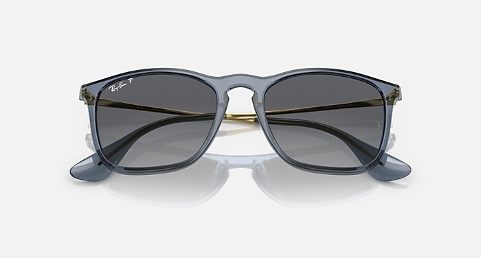 Ray-Ban クリス　りんごりんご Óculos de Sol CHRIS em Azul transparente e Cinza polarizado