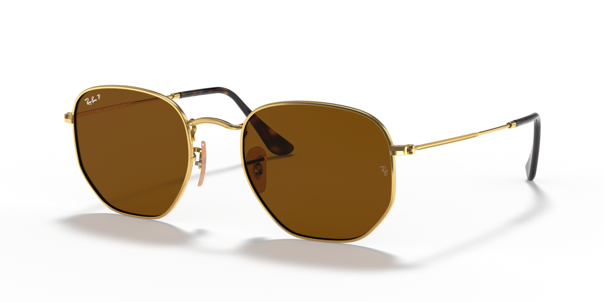 Ray-Ban Hexagonal RB 3548-N ゴールドサングラス HEXAGONAL FLAT LENSES Polarized Sunglasses in Arista Gold and