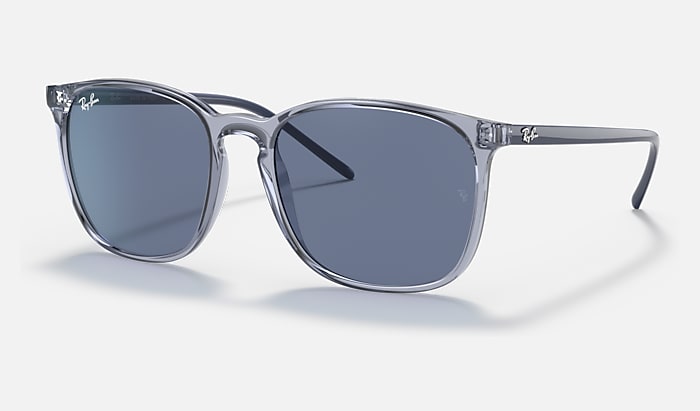 Ray-Ban RB4387 Sunglasses in Polished Transparent Blue and Dark Blue