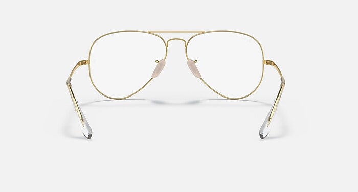 度有り　レイバン　クリア×ゴールド AVIATOR OPTICS ポラライズド（偏光） メガネ ゴールド と クリア (58