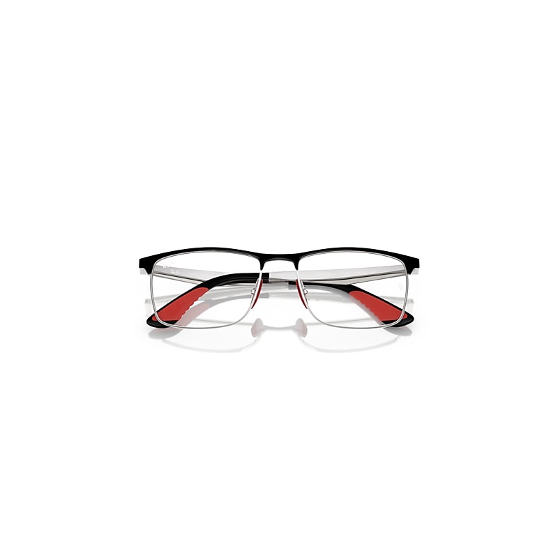 Ray-Ban Rb6516m Optics Scuderia Ferrari Collection Eyeglasses Silver Frame Clear Lenses Polarized 55-18
