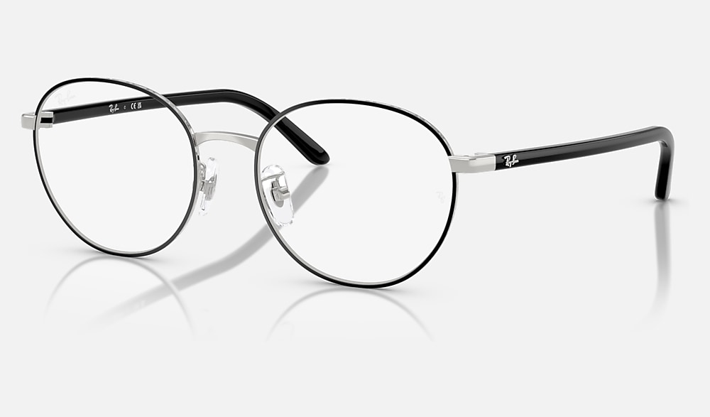 RB6538D OPTICS メガネ シルバー上にブラック と クリア (53-18