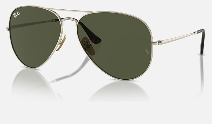 Ray-Ban Aviator Titanium Sunglasses in Polished Arista Gold and Green (RB8089)