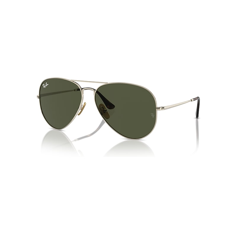 Ray-Ban Unisex Sunglass Aviator Titanium - Frame color: Arista Gold, Lens color: Green - Image 5