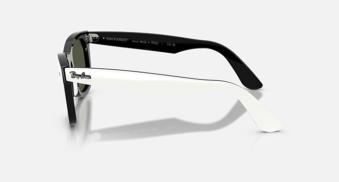 WAYFARER STREET NEAT Sunglasses in White On Black and Green (50-22