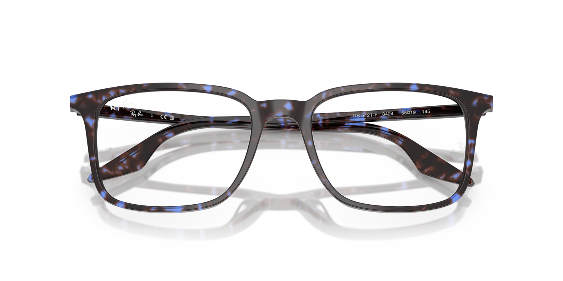 Ray-Ban Rb5421 Optics Eyeglasses Havana Blue Turtle Frame Clear Lenses Polarized 55-19 147$