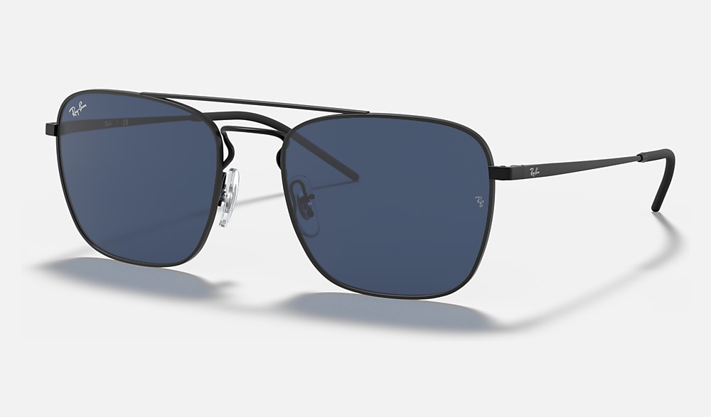 RB3588 Sunglasses in Rubber Black and Dark Blue (55-19) - RB3588