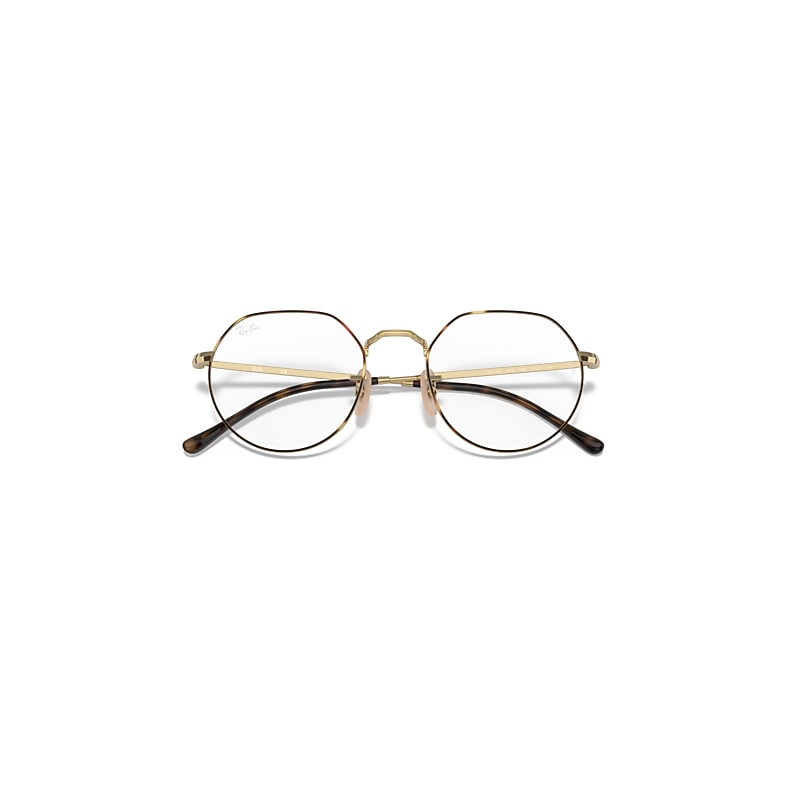 Ray-Ban Jack Optics Optical Shiny Gold Frame Clear Lenses Polarized 49-20