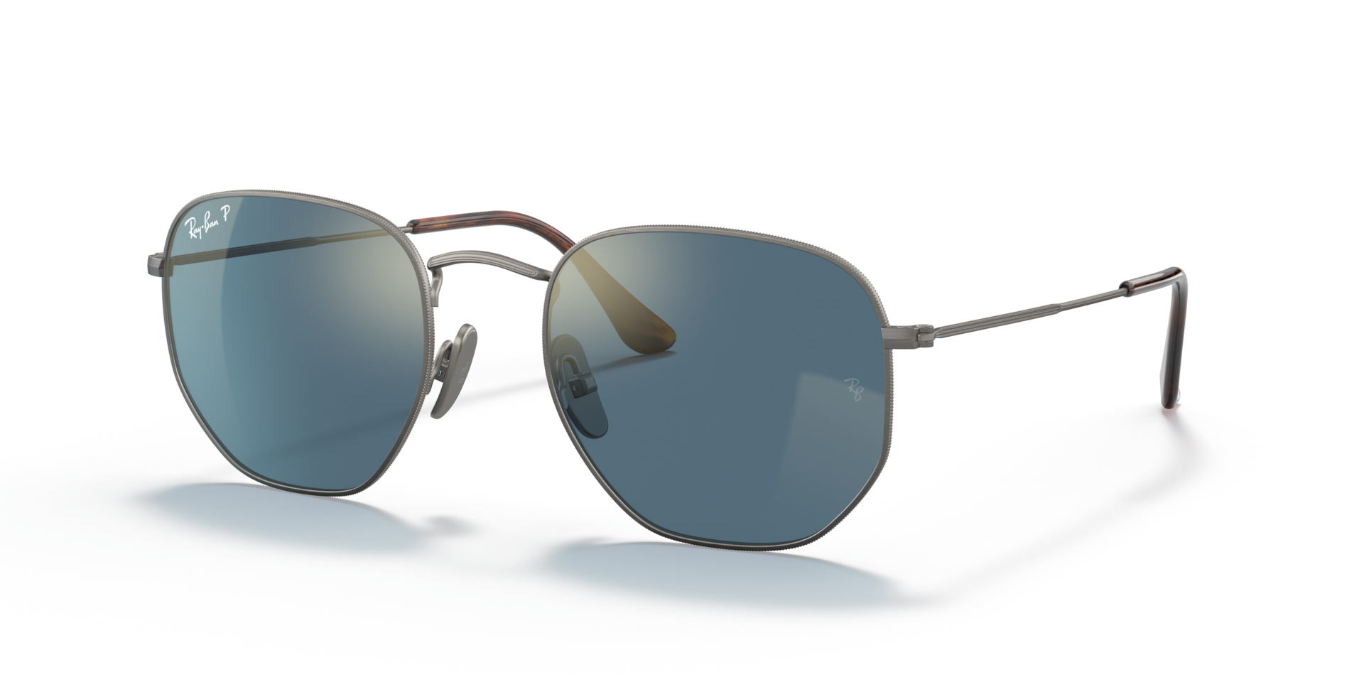 Ray-Ban Hexagonal Titanium Lunettes De Soleil - Monture Gunmetal Verres Bleu 51-21 polariss 225 €