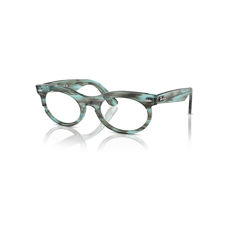Ray-Ban Eyeglasses Unisex Wayfarer Oval Optics - Striped Transparent Blue Frame Clear Lenses Polarized 53-22