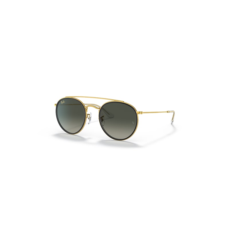 Ray-Ban Sunglasses  Round Double Bridge - Gold Frame Grey Lenses 51-22, RB3647N