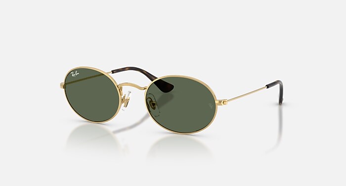 OVAL FLAT LENSES Sunglasses in Arista Gold and G-15 Green (51-21