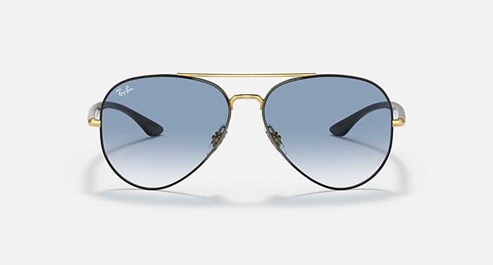 Ray-Ban RB3675 偏光レンズ　ドロップサングラス RB3675 Sunglasses in Black On Gold and Light Blue (58-14) - RB3675