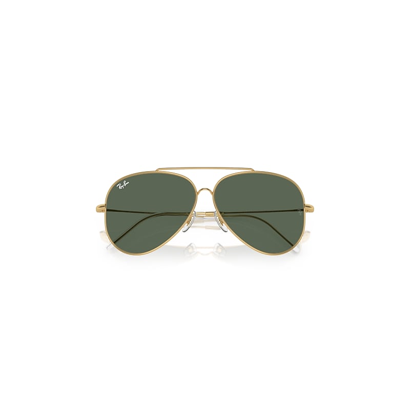 Ray-Ban Aviator Reverse Sunglasses Arista Gold Frame Green Lenses 59-11