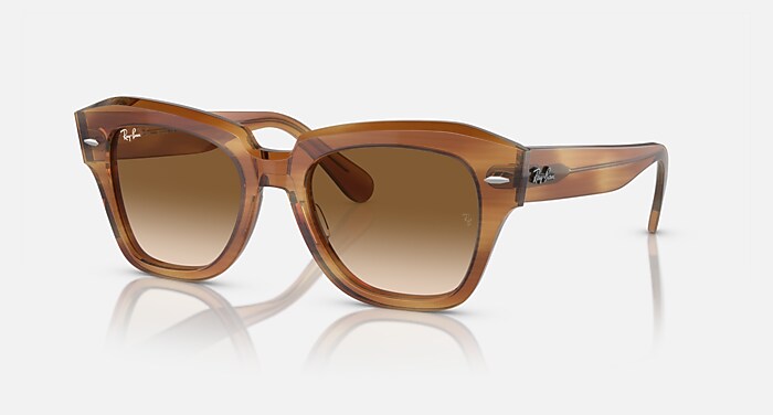STATE STREET Sunglasses in Striped Brown and Clear & Brown