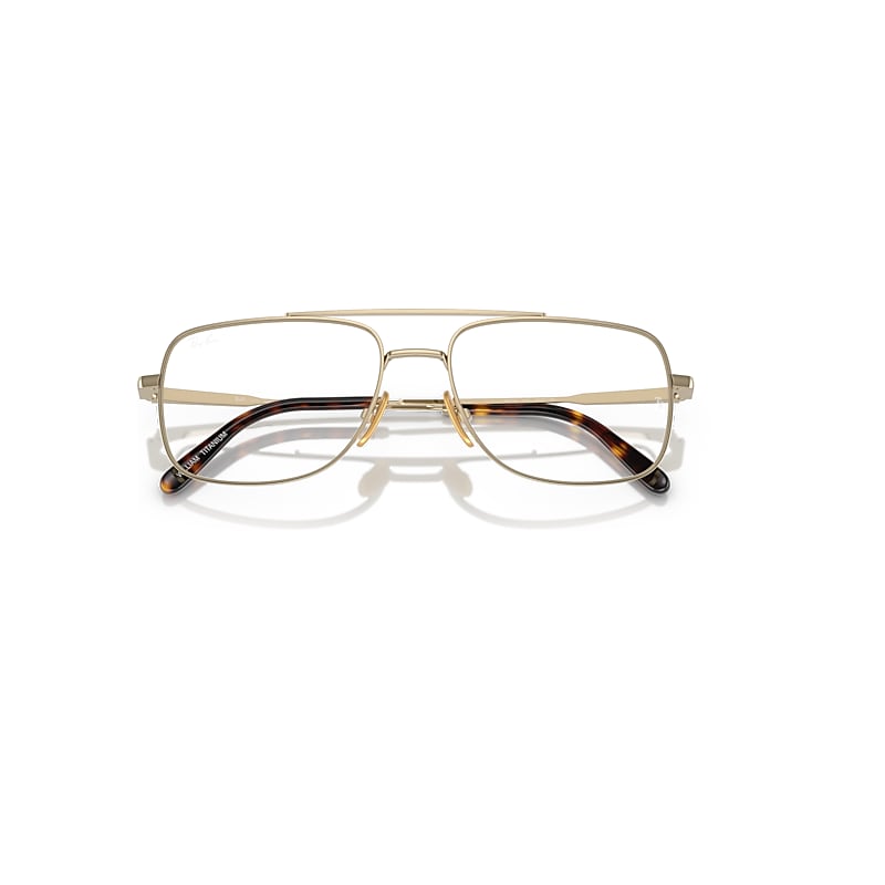 Ray-Ban William Titanium Optics Optical Arista Gold Frame Clear Lenses Polarized 56-17