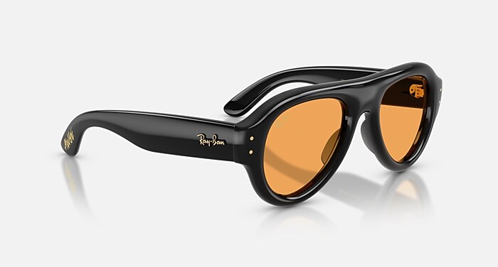 AVIATOR PUFFER Sunglasses in Black and Orange (50-21) - RB4925