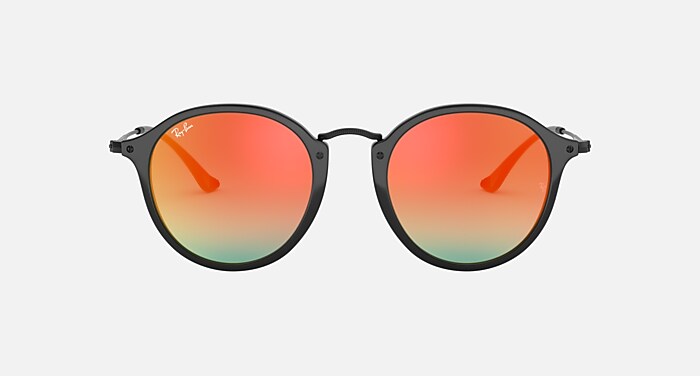 ROUND FLECK FLASH LENSES GRADIENT Sunglasses in Black and Orange